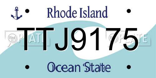 TTJ9175 Rhode Island License Plate