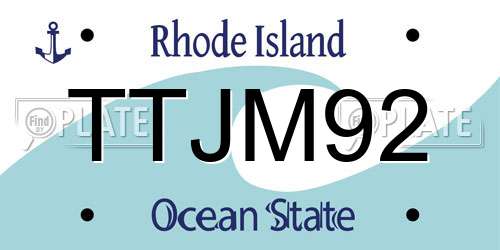 TTJM92 Rhode Island License Plate