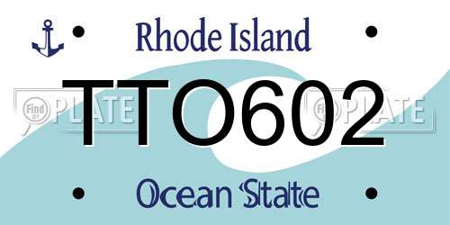 TTO602 Rhode Island License Plate