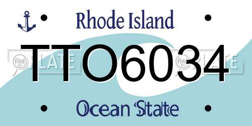 TTO6034 Rhode Island License Plate
