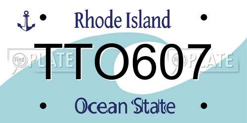 TTO607 Rhode Island License Plate