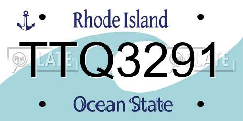 TTQ3291 Rhode Island License Plate