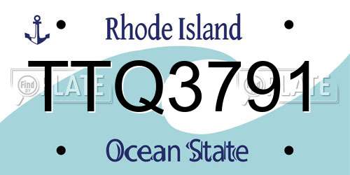 TTQ3791 Rhode Island License Plate