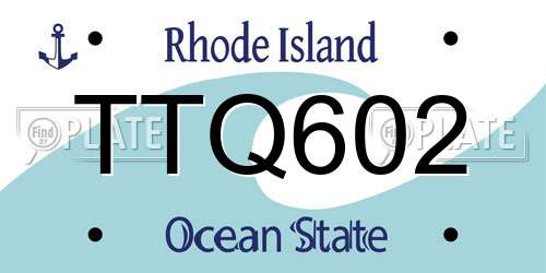 TTQ602 Rhode Island License Plate
