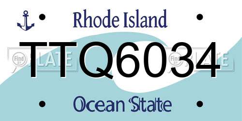 TTQ6034 Rhode Island License Plate