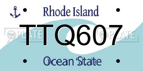 TTQ607 Rhode Island License Plate