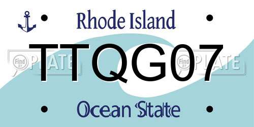 TTQG07 Rhode Island License Plate