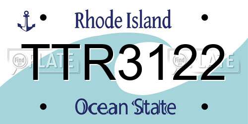 TTR3122 Rhode Island License Plate