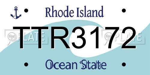 TTR3172 Rhode Island License Plate