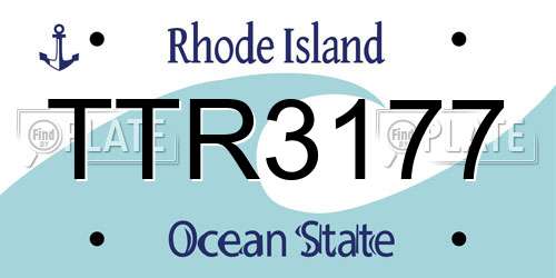 TTR3177 Rhode Island License Plate