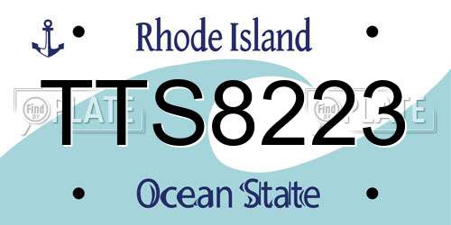 TTS8223 Rhode Island License Plate
