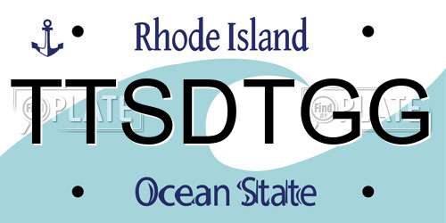 TTSDTGG Rhode Island License Plate