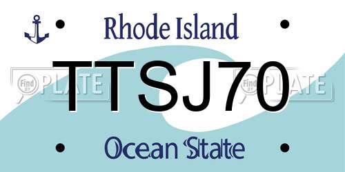 TTSJ70 Rhode Island License Plate