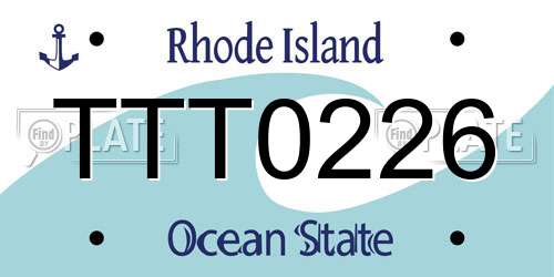 TTT0226 Rhode Island License Plate