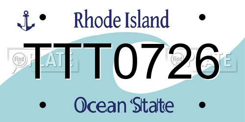 TTT0726 Rhode Island License Plate
