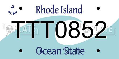 TTT0852 Rhode Island License Plate