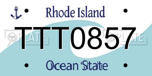 TTT0857 Rhode Island License Plate