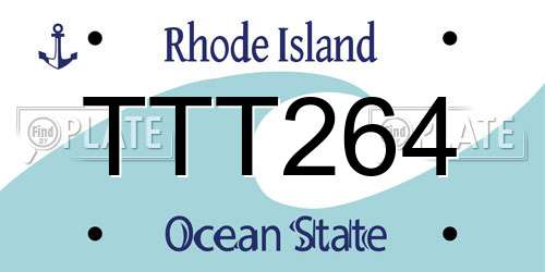 TTT264 Rhode Island License Plate