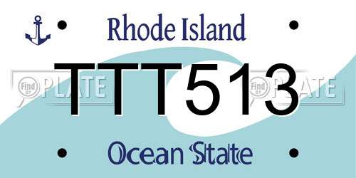 TTT513 Rhode Island License Plate