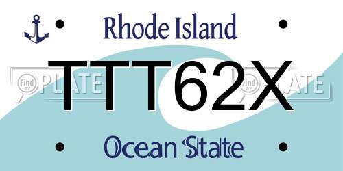 TTT62X Rhode Island License Plate