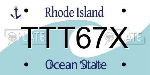 TTT67X Rhode Island License Plate