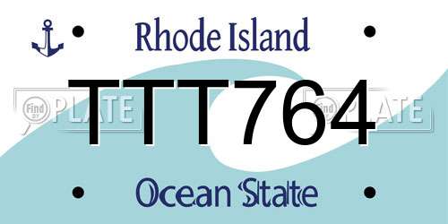 TTT764 Rhode Island License Plate