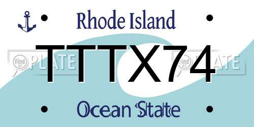 TTTX74 Rhode Island License Plate