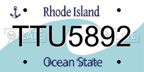 TTU5892 Rhode Island License Plate
