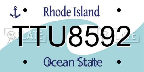 TTU8592 Rhode Island License Plate