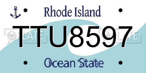 TTU8597 Rhode Island License Plate