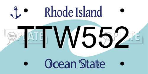 TTW552 Rhode Island License Plate
