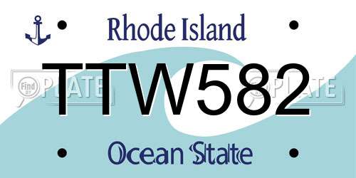 TTW582 Rhode Island License Plate