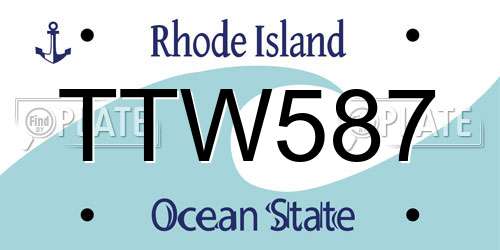 TTW587 Rhode Island License Plate