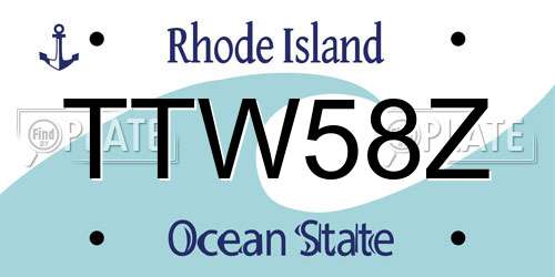 TTW58Z Rhode Island License Plate
