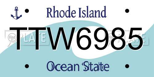 TTW6985 Rhode Island License Plate