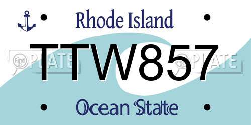TTW857 Rhode Island License Plate