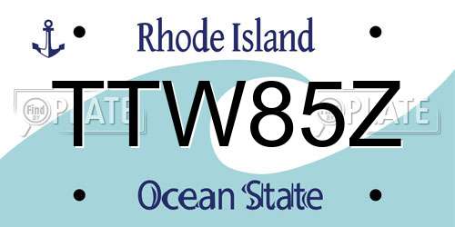 TTW85Z Rhode Island License Plate
