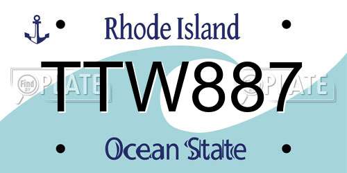 TTW887 Rhode Island License Plate