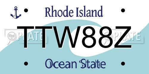 TTW88Z Rhode Island License Plate