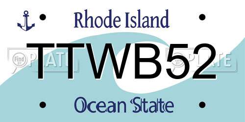 TTWB52 Rhode Island License Plate