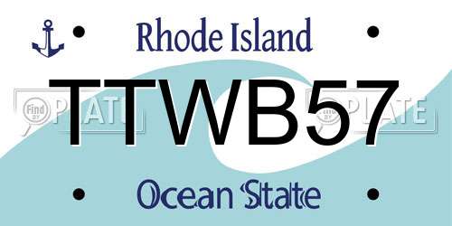 TTWB57 Rhode Island License Plate