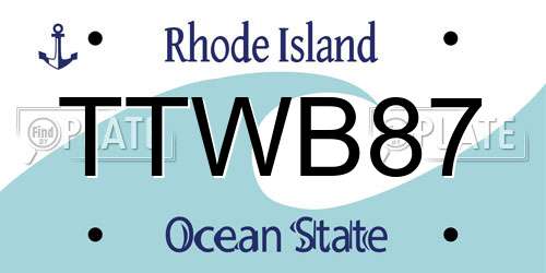 TTWB87 Rhode Island License Plate
