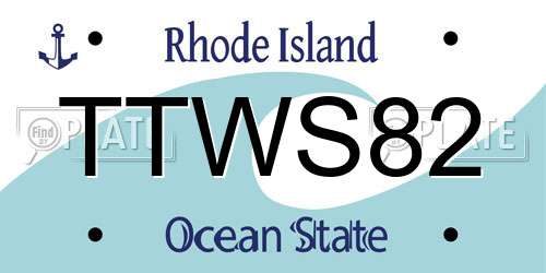 TTWS82 Rhode Island License Plate