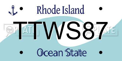 TTWS87 Rhode Island License Plate