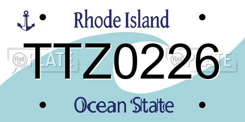 TTZ0226 Rhode Island License Plate