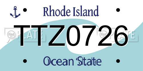 TTZ0726 Rhode Island License Plate