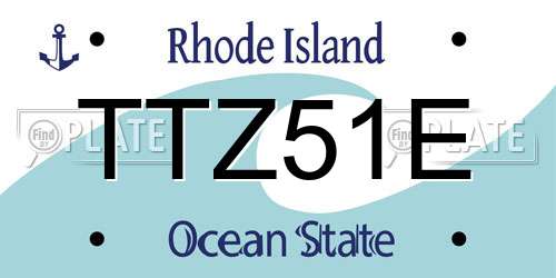 TTZ51E Rhode Island License Plate