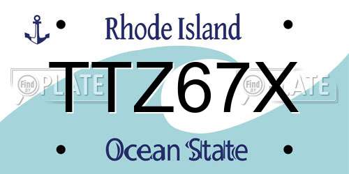 TTZ67X Rhode Island License Plate