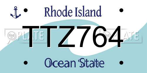 TTZ764 Rhode Island License Plate