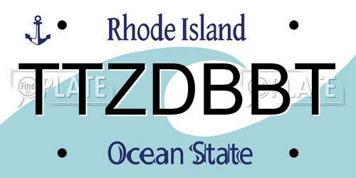TTZDBBT Rhode Island License Plate